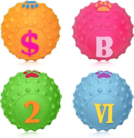 SCHITEC Squeaky Puppy Toys, 2'' Interactive Latex Squeak Dog Ball Toy, [4 Pack] Soft Rubber Bouncing Fetch Play Pet Balls for Mini Breed Small Dogs Puppies