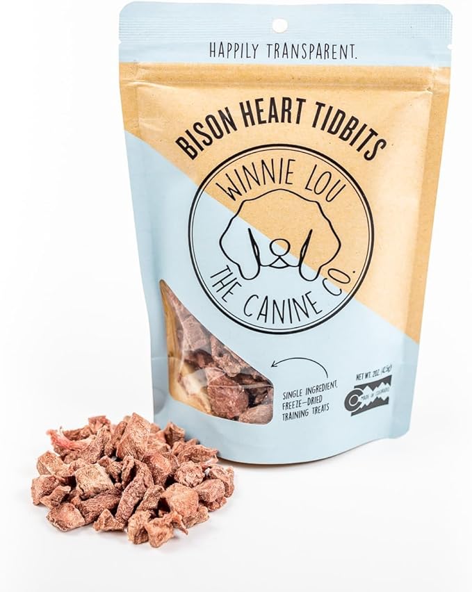 Freeze Dried Bison Heart Tidbits - Single Ingredient, Human-Grade, No Artificial Flavors or Fillers, Perfect for Training (Pack of 1)