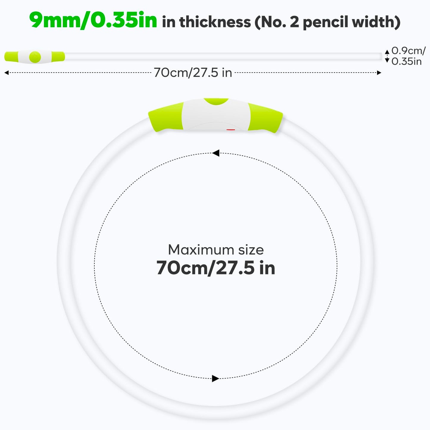 Led Dog Collar - Waterproof Lighted Pet Collar Rechargeable for Night, TPU Cuttable Light Up Doggie Collar for Small, Medium, Large Dogs Walking (Green)