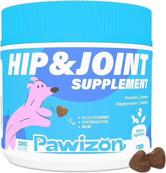 Advanced Hip and Joint Supplement for Dogs- Glucosamine for Dogs with MSM, Chondroitin, Natural Anti-Inflammatory Formula for Optimal Mobility Support Fit All Breeds- 120 Chew