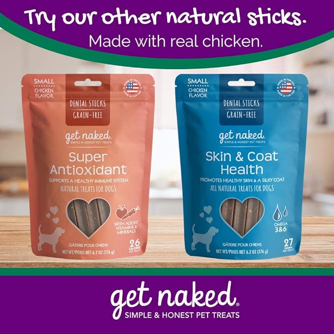 Get Naked Grain Free 1 Pouch 6.2 Oz Weight Management Dental Chew Sticks, Small