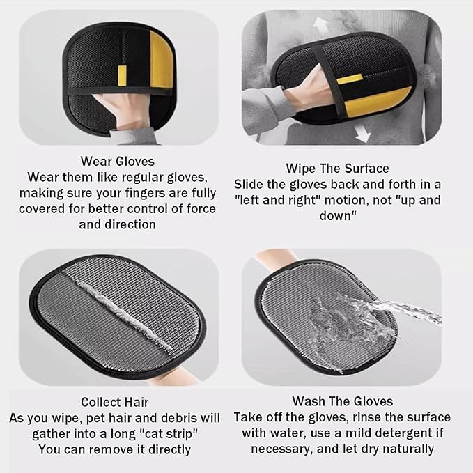 Morphcontainerpet Pet Hair Removal Gloves - Electrostatic Reusable for Cats & Dogs, Furniture, Carpet, Car Seats (1.2 oz)