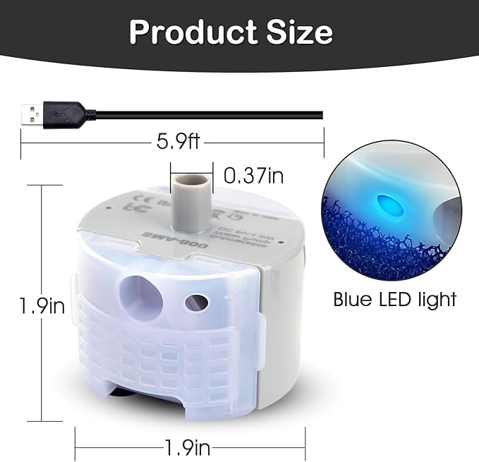 Cat Water Fountain Pump,Cat Fountain Pump Replacement Pumps SMA-800 Submersible Motor for Pet Water Fountain and Stainless Steel Cat Water Dispenser(Bottom pumping With Brush)