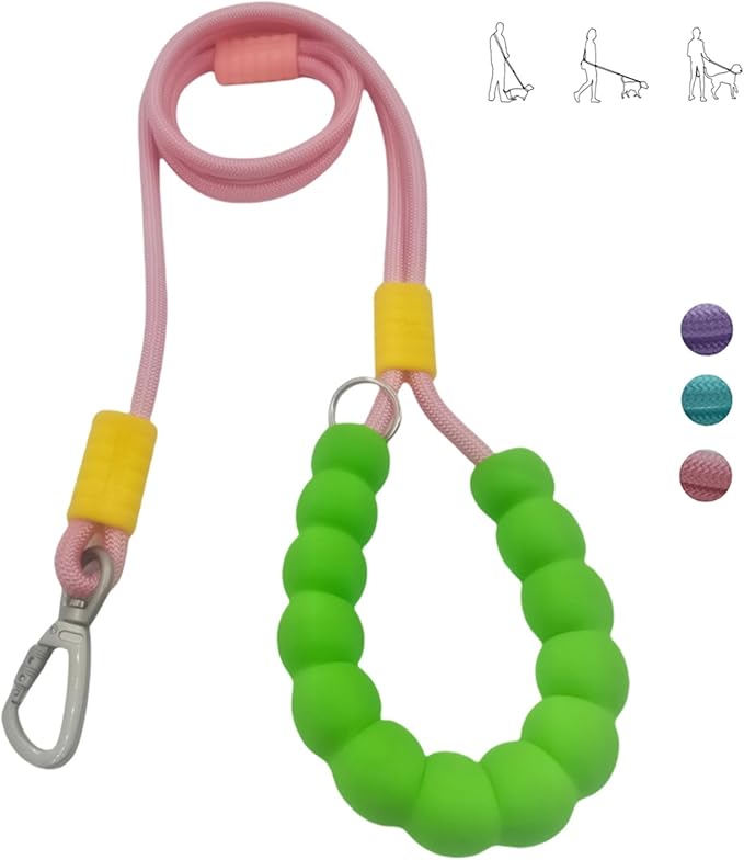 Hands Free Dog Leash,Adjustable Bungee Waist & Crossbody Leash with Comfortable Handle,Heavy Duty Nylon Rope for Small to Large Dogs,Safety Lock for Running,Hiking,Walking (Pink-6ft)