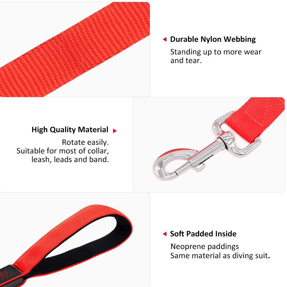 Illumifun LED Dog Leash, USB Rechargeable Light Up Dog Lead, 47.2inch Nylon Glowing Pet Leash for Your Night Dog Walking (RedⅠ)