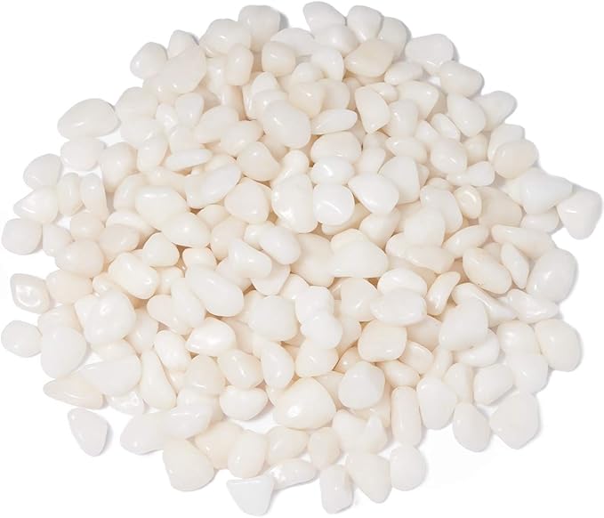 GASPRO 5lb Pebbles for Indoor Plants, Vases, Succulent, 3/8" Small Decorative White Rocks, High Polished
