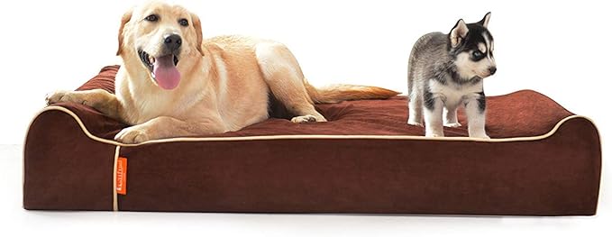 Laifug Orthopedic Memory Foam Extra Large Dog Bed Pillow(50"x36"x10", Chocolate) Durable Water Proof Liner & Removable Washable Cover & Smart Design