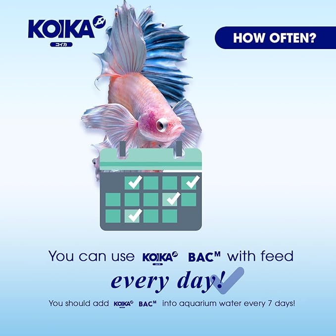 KOIKA BACM Natural Color Enhancement for Fish, Combination of Probiotic & Multi-Vitamins for Aquarium A, B6, B2, Pleasant Smell (BACM, 105ml)