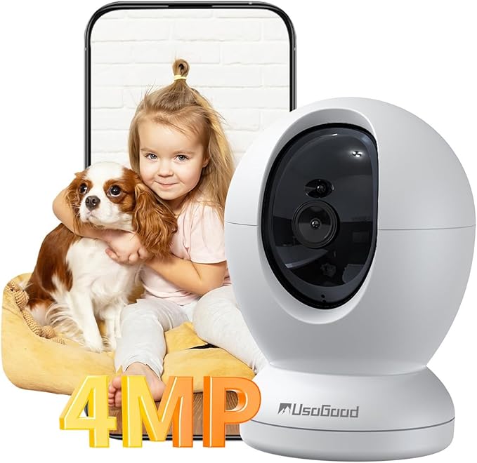 usogood 2.5K Indoor Camera for Home Security, 360°Pet Camera Indoor with Phone App,Support 5G/2.4Ghz Wifi,Dog Camera with Speaker, Auto Motion Tracking Detection,2-Way Audio,Works with Alexa,Best Gift