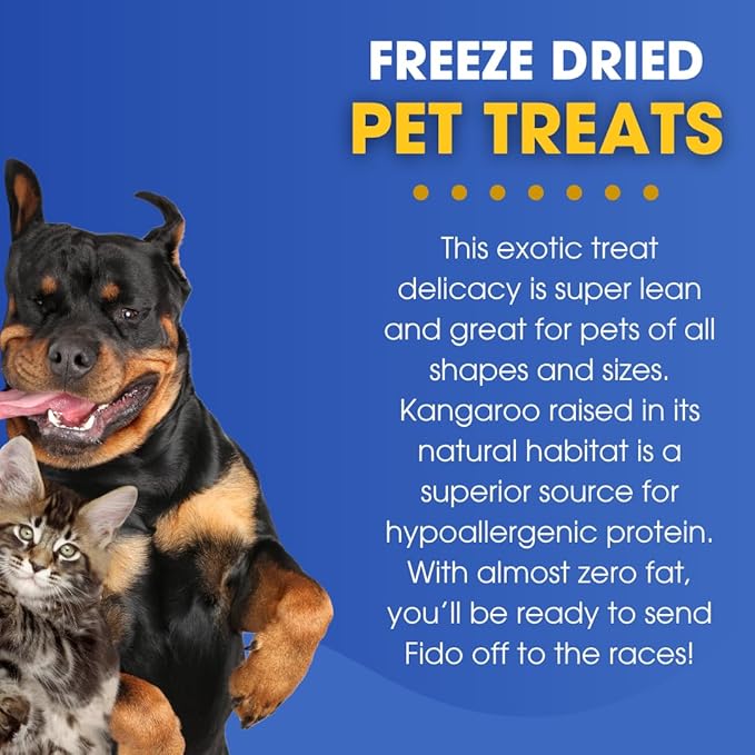 Freeze-Dried Kangaroo Strips for Pets – Novel Protein Dog and Cat Treats – Lean, Hypoallergenic, Natural Raw Snack