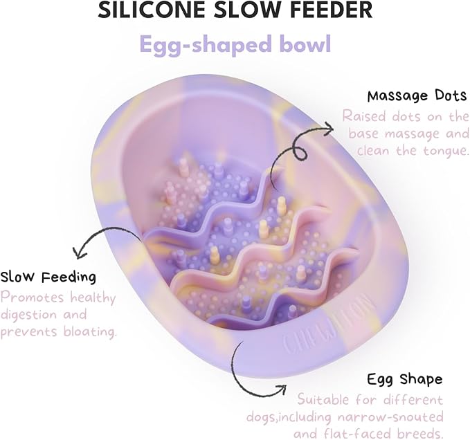 Interactive Dog & Cat Lick Mat Bowls, BPA-Free Silicone Dog Slow Feeder with Suction Cups, Non Slip Food Bowl for Dogs and Cats, Reduce Anxiety, Dishwasher Safe, Lavender Purple Small