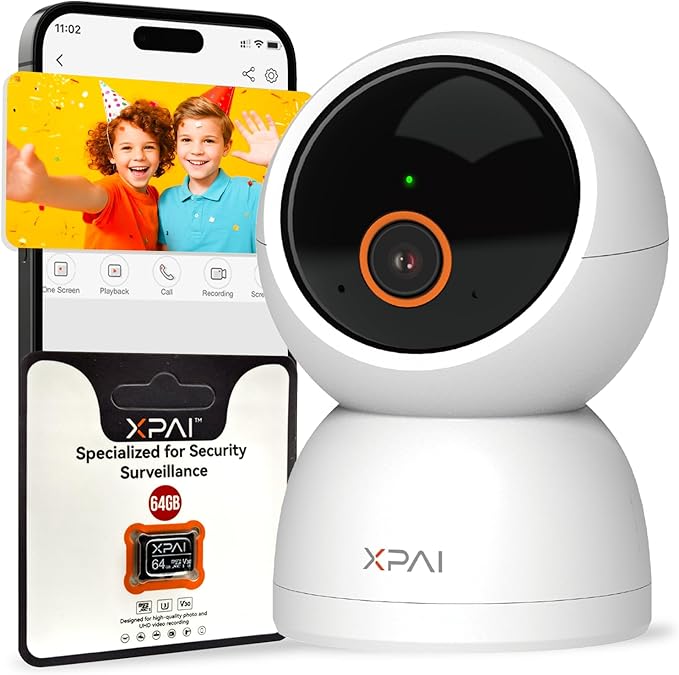 3K Pan/Tilt Indoor Camera for Home, 360° Dog Camera w/Motion Detection, Google TV, No Monthly fees, 2.4G/5G, Night Vision, 2-Way Audio, Auto Tracking, Security Cameras for Baby/Pet Monitoring