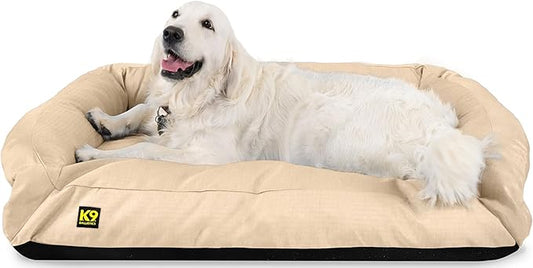 K9 Ballistics Tough Bolster Nesting Pillow Large Sofa Dog Bed with Removable Washable Cover - Durable, Water Resistant with Nonskid Bottom 40"x34", Sandstone