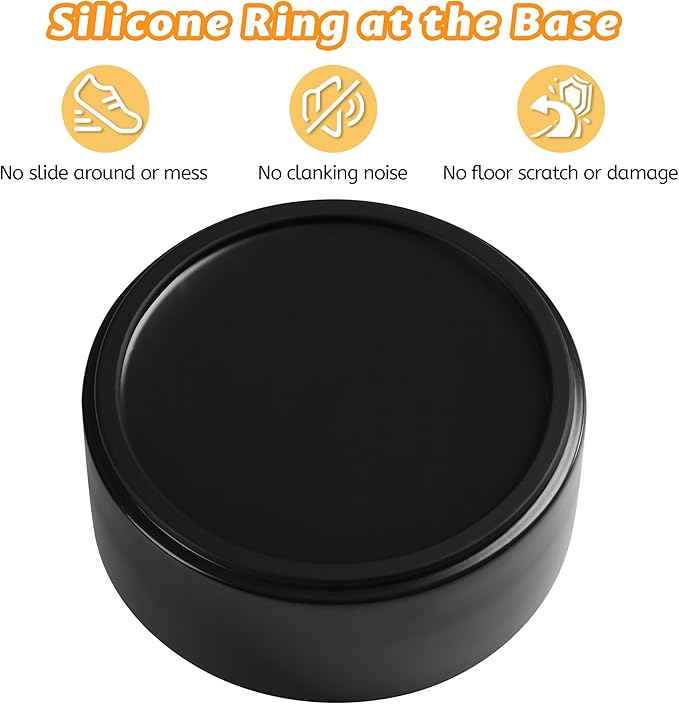 Large Dog Bowls, Non Slip Heavy Ceramic Dog Food and Water Bowl with Silicone Base, 8" Pet Feeding Bowl for Small, Medium, and Big Dogs (Black, 8 Inches)