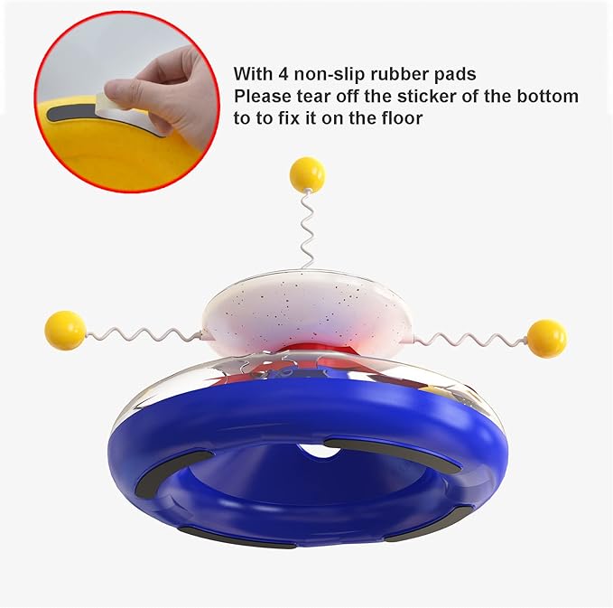 3 in 1 Interactive Cat Toys Balls Cat Fidget Spinner Treat Toys Windmill Cat Food Dispenser Toys Cat Slow Feeder Dry Food Cat Teaser Wand for Indoor Cats