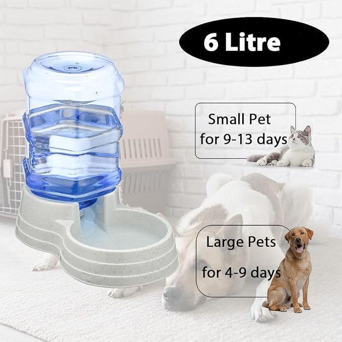 Automatic 6L Large Capacity Dog and Cat Water Dispenser Station,Pet Water Feeder Dispenser,Animal Automatic Gravity Water Drinking Fountain Bottle for Small to Large Dogs and Cats