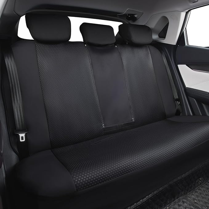 Flying Banner Neoprene Rear Bench car seat Covers car seat Protectors Split 40/60 60/40 (Solid Black, Neoprene)