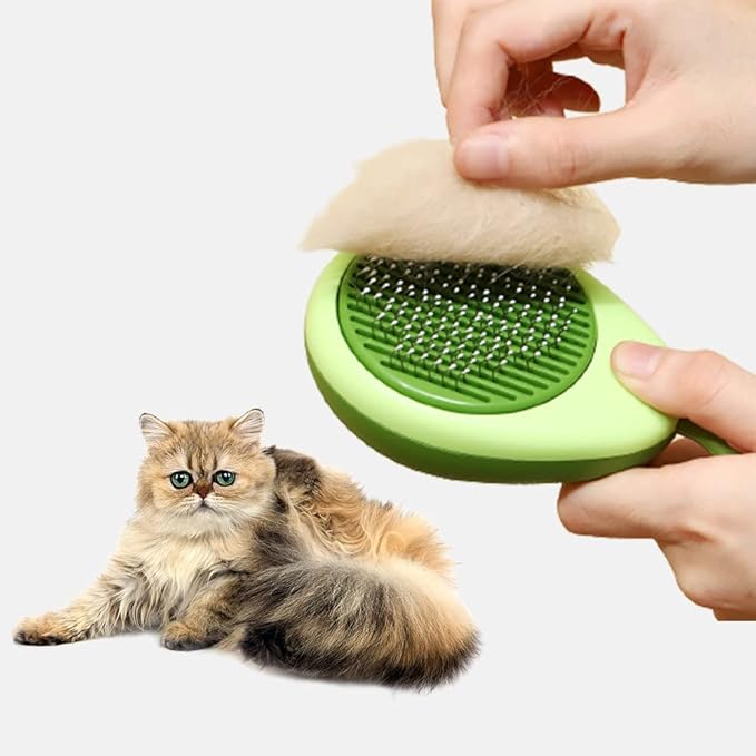 Avocado Cat Brushes for Indoor Cats, Cute Deshedding Dog Brush with Release Button, Small Dog Brushes for Grooming and Shedding Long or Short Haired Kitten Puppy Rabbits
