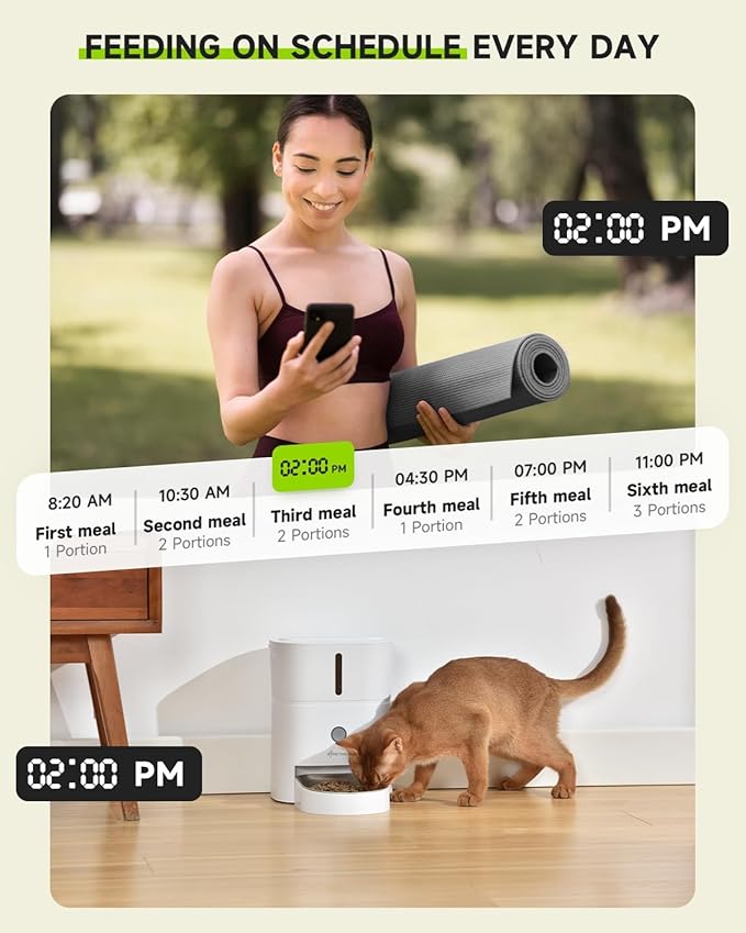 3L Automatic Cat Feeder +Wireless Cat Water Fountain Stainless Steel 4.5L Set, 5G & 2.4G Wi-Fi Pet Food Dispenser Pet Feeder, Pet Dry Food, 1-10 Meals Per Day