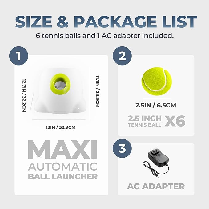 ALL FOR PAWS Automatic Dog Ball Launcher Maxi, Interactive Ball Thrower Dog Toys Includes 6pcs Tennis Balls for Large Dogs