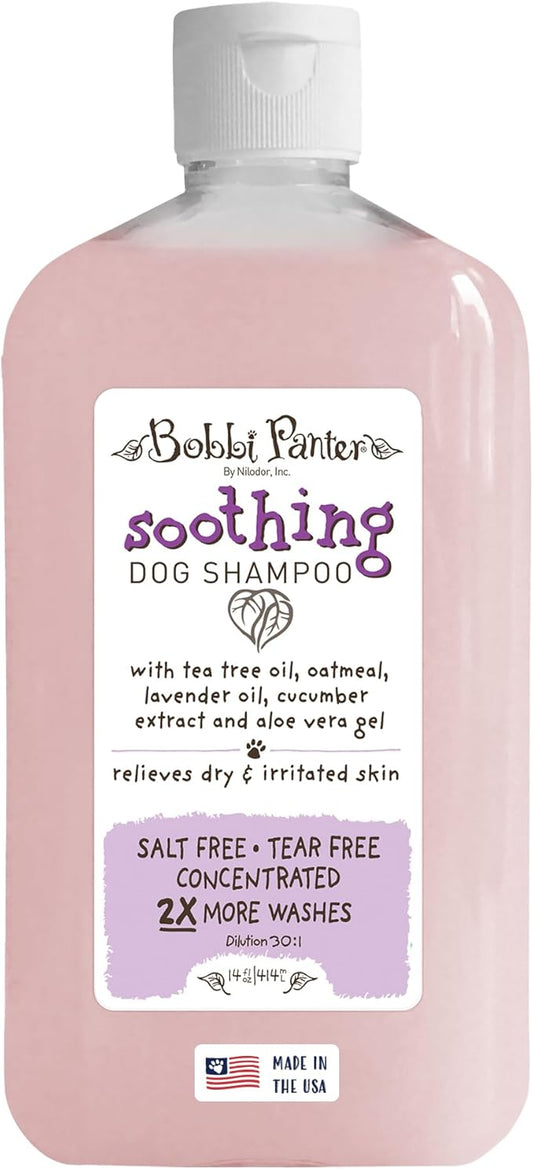 Bobbi Panter Soothing Dog Shampoo, Heals & Soothes Irritated Skin, Lavender Scent - 30:1 Concentrated Formula, Made in The USA, Trusted by Professional Groomers, 14 oz.