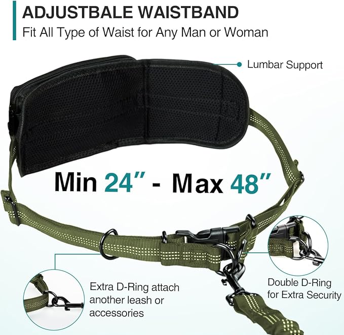 Kytely Hands Free Dog Leash Military Green