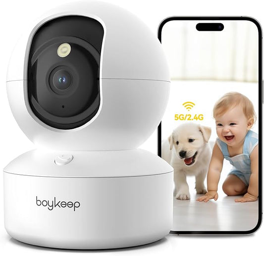Indoor Camera - 2K Pet Camera, 5G/2.4GHz WiFi Cam for Baby Monitor with Phone App, 360° Pan & Tilt, 2-Way Audio, Color Night Vision, New for 2025 with 12s Free Cloud Storage