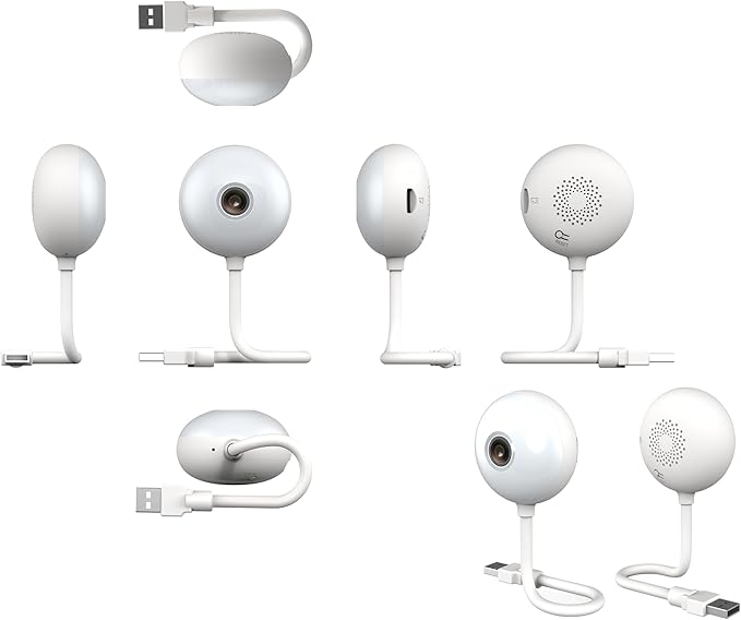 2-Pack Luna Indoor Cameras for Home Security, 2.4GHz Wi-Fi, Color Night Vision, Smart GenAI Motion Detection, w/Spotlight, Flexible USB Short Cord, Small Room Camera for Apartment