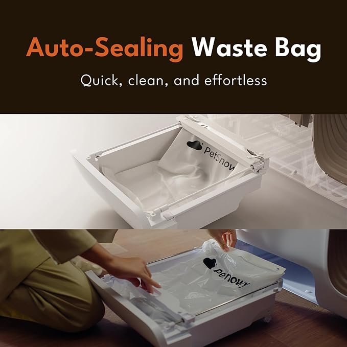 Self-Cleaning Automatic Cat Litter Box with Odor Control TiO2 System, Robot Litter Box with Auto-Packing, App Control, Large Cats & Multiple Cats (2025 Premium Version)