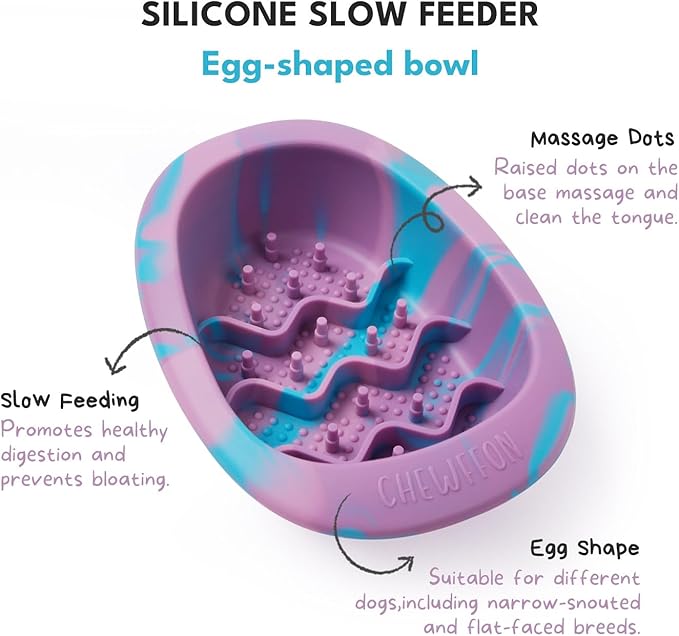 Interactive Dog&Cat Lick Mat Bowls, BPA-Free Silicone Dog Slow Feeder with Suction Cups, Non Slip Food Bowl for Dogs and Cats, Reduces Boredom and Anxiety, Dishwasher Safe, Blueberry Small