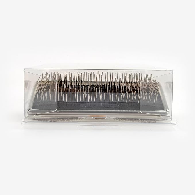 Wooden Slicker Brush - Stainless Steel Hard Pin Grooming Brush for Short-Haired Pets (Size L)