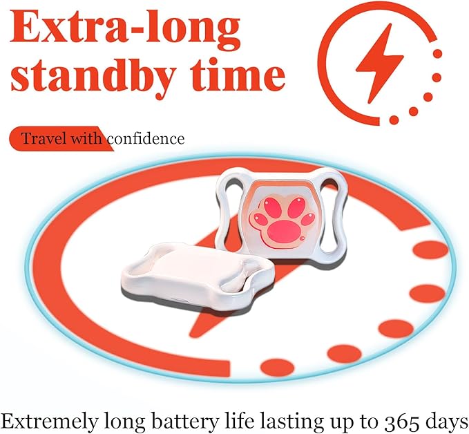 GPS Tracker for Dogs and Cats - No Monthly Fee/Subscription, No SIM Card Required - Real-Time Alerts, Historical Routes - Waterproof, Lightweight - Compatible with Android & iOS, Fits Any Collar