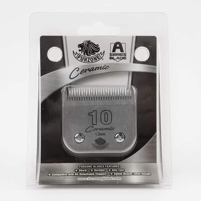 Detachable Ceramic Blade - Size 10 Blade 1/16", Made of High-Tech Ceramic Materials, Compatible with Most Andis, Oster, Wahl A5 Clippers