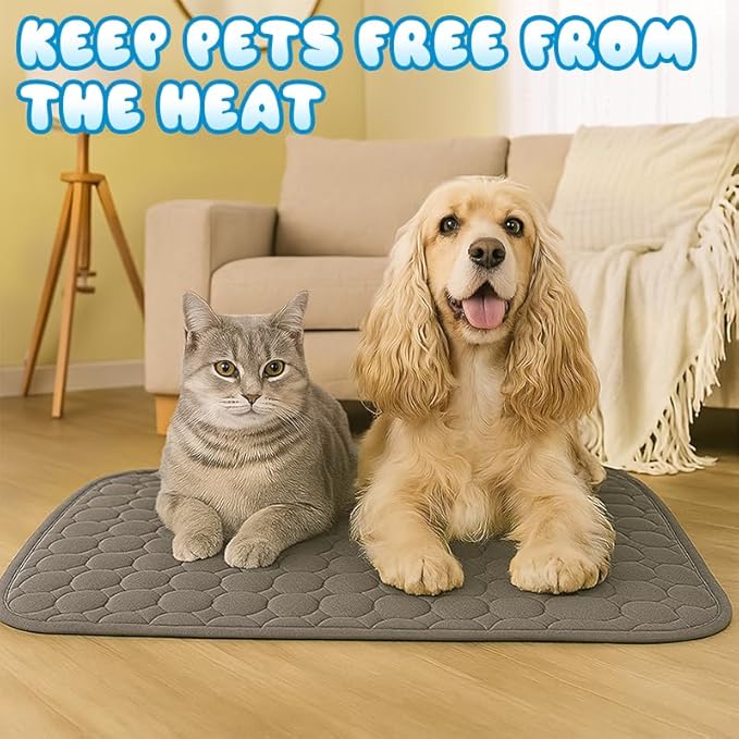 Dog Cooling Mat, 39" x 29" Mat for Large Dogs, Internal Waterproof& Endothermic Color Changing Arc-Chill Cool Fiber(QMAX>0.5) for Pet in Summer, Washable, Non-Toxic(Elegant Grey 1PCS)