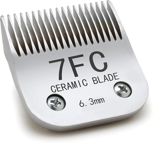 7FC Silver Detachable Clipper Ceramic Blades, Dog Grooming Clipper Replacement Blades Compatible with Dog Clippers, KM Series Clippers, Most A5, Size-7FC, 1/8-Inch Cut Length (3.2mm)