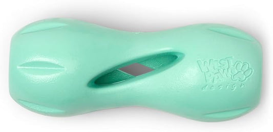WEST PAW Zogoflex Qwizl Dog Puzzle Treat Toy – Interactive Chewing for Dogs – Dispenses Pet Treats – Brightly-Colored Dog Enrichment Toy for Aggressive Chewers, Fetch, Catch, Small 5.5", Mint