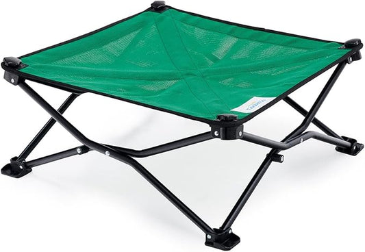 Coolaroo On-The-Go Elevated Dog Bed - Foldable Pop-Up Travel Dog Bed with Breathable, Moisture-Resistant Fabric, Carry Bag Included, Lightweight & Portable, Emerald Green, Standard