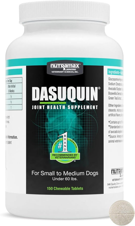 Nutramax Dasuquin for Small to Medium Dogs, Joint Health Supplement, Contains Glucosamine for Dogs, Plus Chondroitin, ASU and More, Supports Healthy Joints, Chewable Tablets, 150 Count