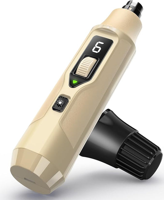 YABIFE 7-Speed Pet Nail Grinder with Light – Heavy Duty, Whisper Quiet Nail Trimmer for Dogs, Cats, Birds & Small Animals – Single-Handed Operation