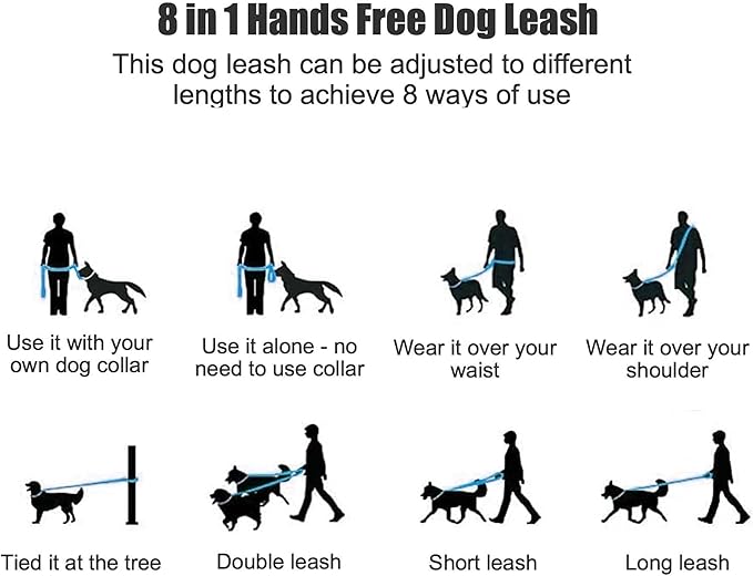 Mile High Life Hands Free Dog Leash, Crossbody Waist Leash with Genuine Leather Connection, Multifunctional Adjustable Slip Lead for Dog Walking Running (Green, 7FT)