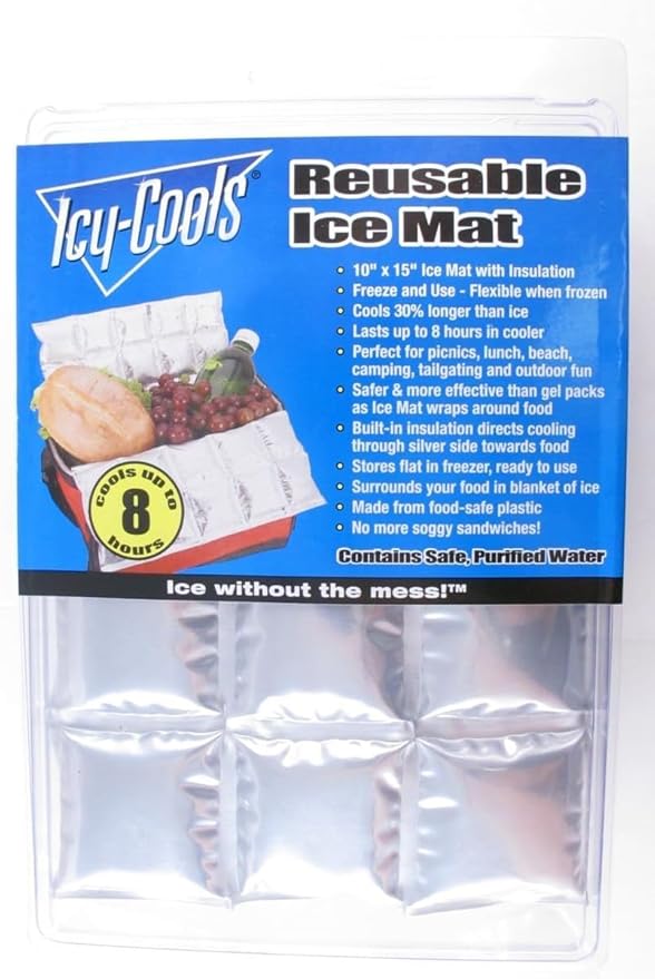 ICY-COOLS Reusable Ice Packs for Coolers - Flexible Ice Sheets, Flat and Long-Lasting for Camping or Lunch Boxes, 10x16 & 8x12, 1 or 3 Pack