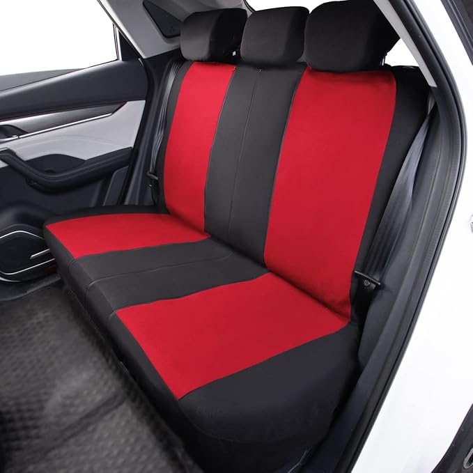 Flying Banner Rear Bench car seat Covers car seat Protectors Split 40/60 50/50 60/40 (Black & Red, Value)