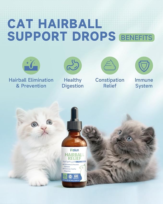 Hairball Treatment for Cats- Hair Ball Relief Digestive Aid-Hairball Support Remedy- Promotes Healthy Digestion, Eliminates & Prevents Hairballs, for All Ages & Breeds 2fl oz