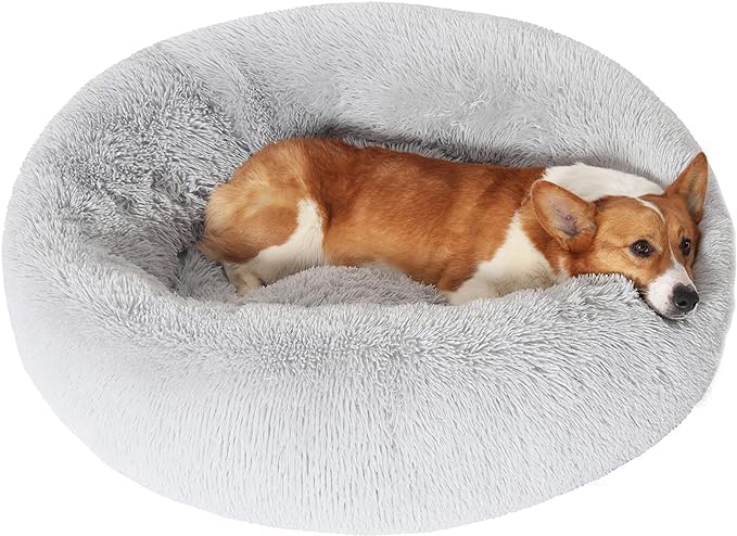 JOLLYVOGUE Dog Bed, Calming Anti-Anxiety Large Dog Bed, Fluffy Donut Cushion for Medium and Large Pets (27"/30"/36")