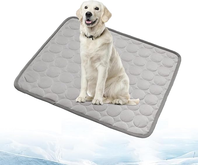 2025 New Dog Cooling Mat, Washable Portable Pet Coolings Pad for Dogs, Portable Dog Cool Bed for Indoor Outdoor- Keep Chill (Grey, Large, 26.7"x20.8")