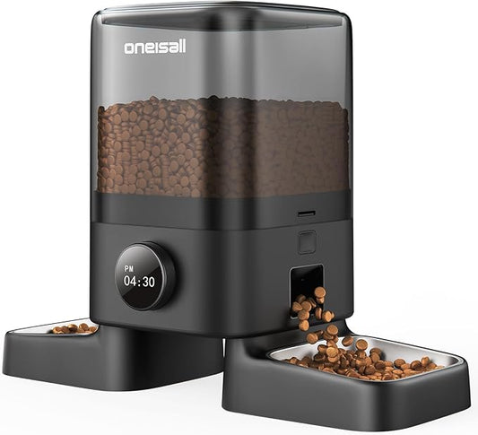 oneisall Automatic Cat Feeders 2 Cats, 20 Cups/5L Cat Auto Feeder, Automatic Cats Food Dispenser for Small Pets Indoor, Timed Pet Feeder for Dry Food