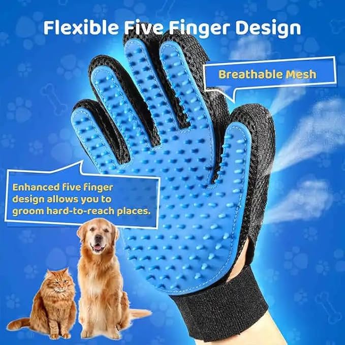 [Pair of 2] Pet Grooming Gloves for Dogs & Cats – Efficient Deshedding Brush Mitts for Both Hands – Gentle Dog & Cat Hair Remover for Shedding, Bathing & Grooming