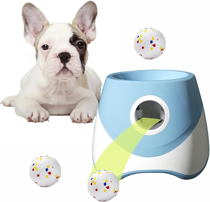 Automatic Dog Toy Ball Launchers for Dog, Upgrade Thrower Machine Fetch Toy 10-30 Ft Outdoor Indoor, Interactive Tennis Launcher with 3 ETPU Balls for Small & Medium Puppy
