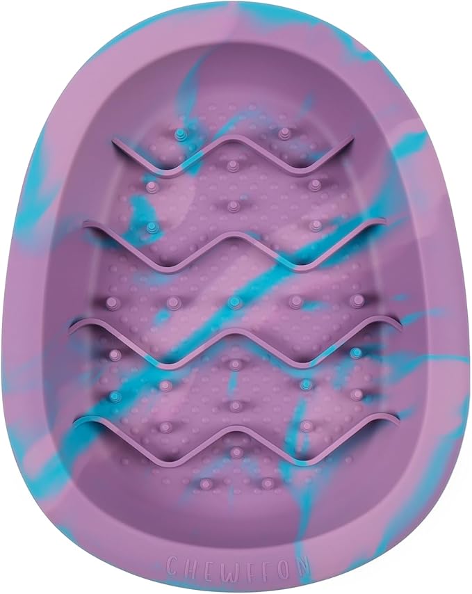 Interactive Dog&Cat Lick Mat Bowls, BPA-Free Silicone Dog Slow Feeder Bowl with Suction Cups, Non Slip Food Bowl for Dogs and Cats, Reduces Boredom and Anxiety, Dishwasher Safe, Blueberry