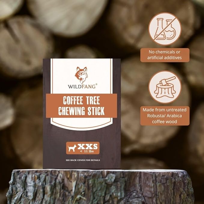 Wildfang® Coffee Wood Dog Chew, XXS - Tough Chew Toys for Aggressive Chewers, Dog Teething Toys for Puppies, Training for Chewing Muscles, Coffee Tree Sticks for XX-Small Dogs (Under 11 lbs)